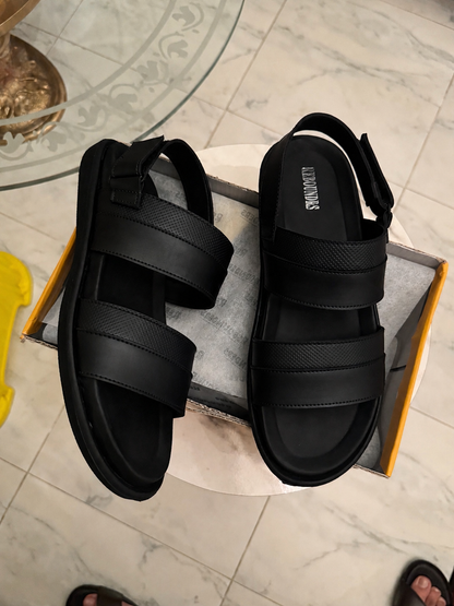 STRAP FLEX MENS SANDAL - BLACK