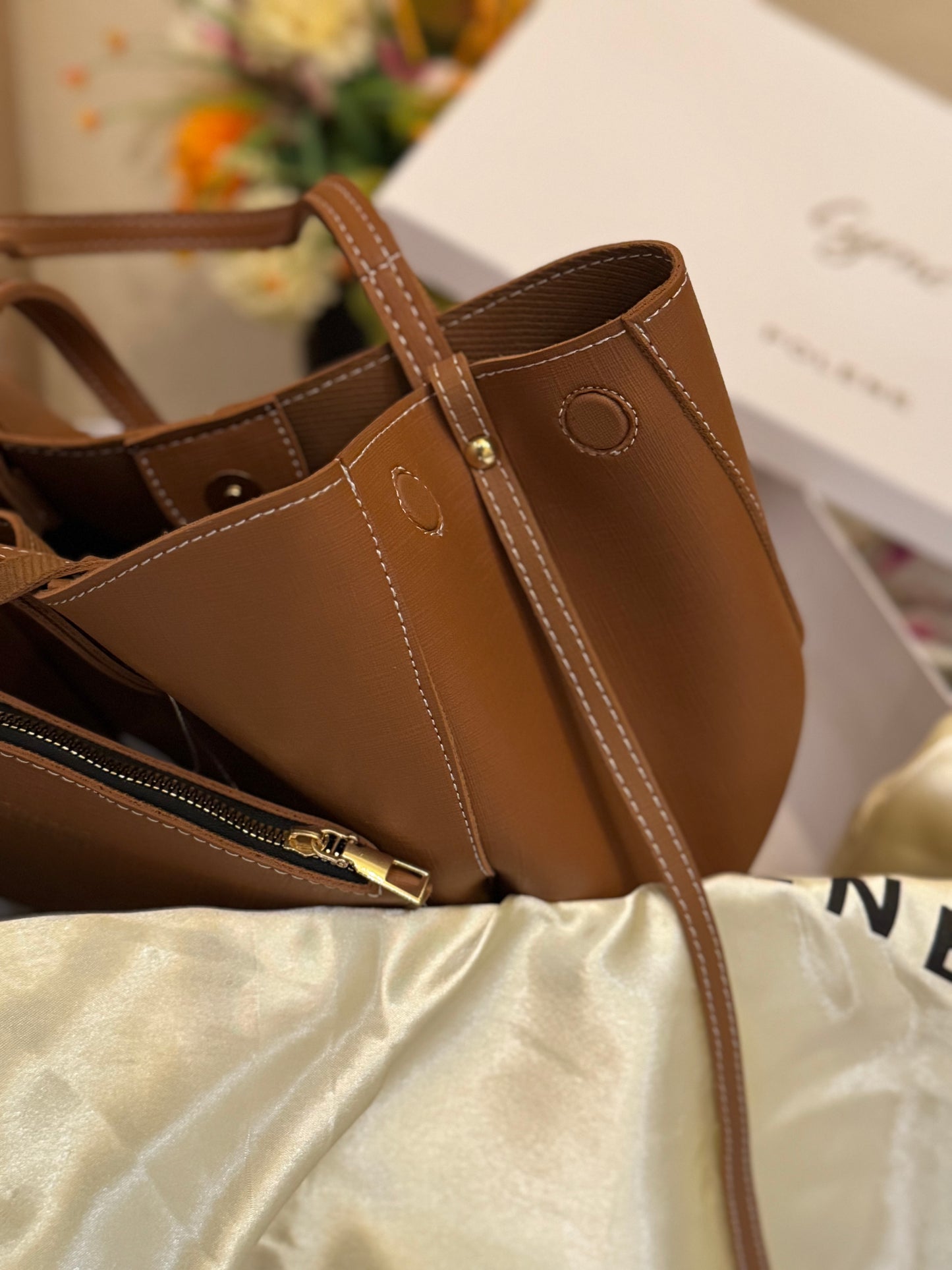 Poleene Cyme Tote bag with BOX - Brown