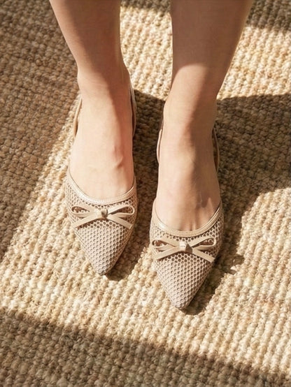 NOIR NET PUMPS - Beige